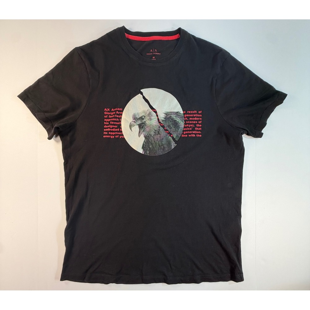 Armani Exchange AX Mens Black Eagle Graphic T-Shirt Size Medium Regular Fit